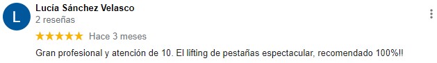 Opiniones lifting de pestañas Asturias Lucía Sanchez Velasco
