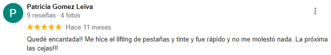 Opiniones lifting de pestañas Asturias Patricia Gomez Leiva