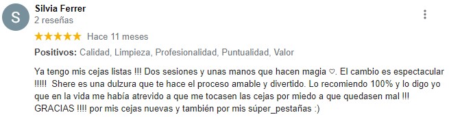 Opiniones lifting de pestañas Asturias Silvia Ferrer